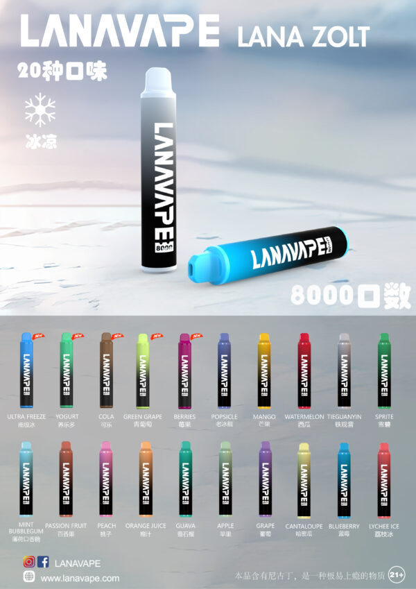 LANA 抛棄式8000口  一次性✨可充電🔋超大容量👍時尚單品🔥活動【 8送1】